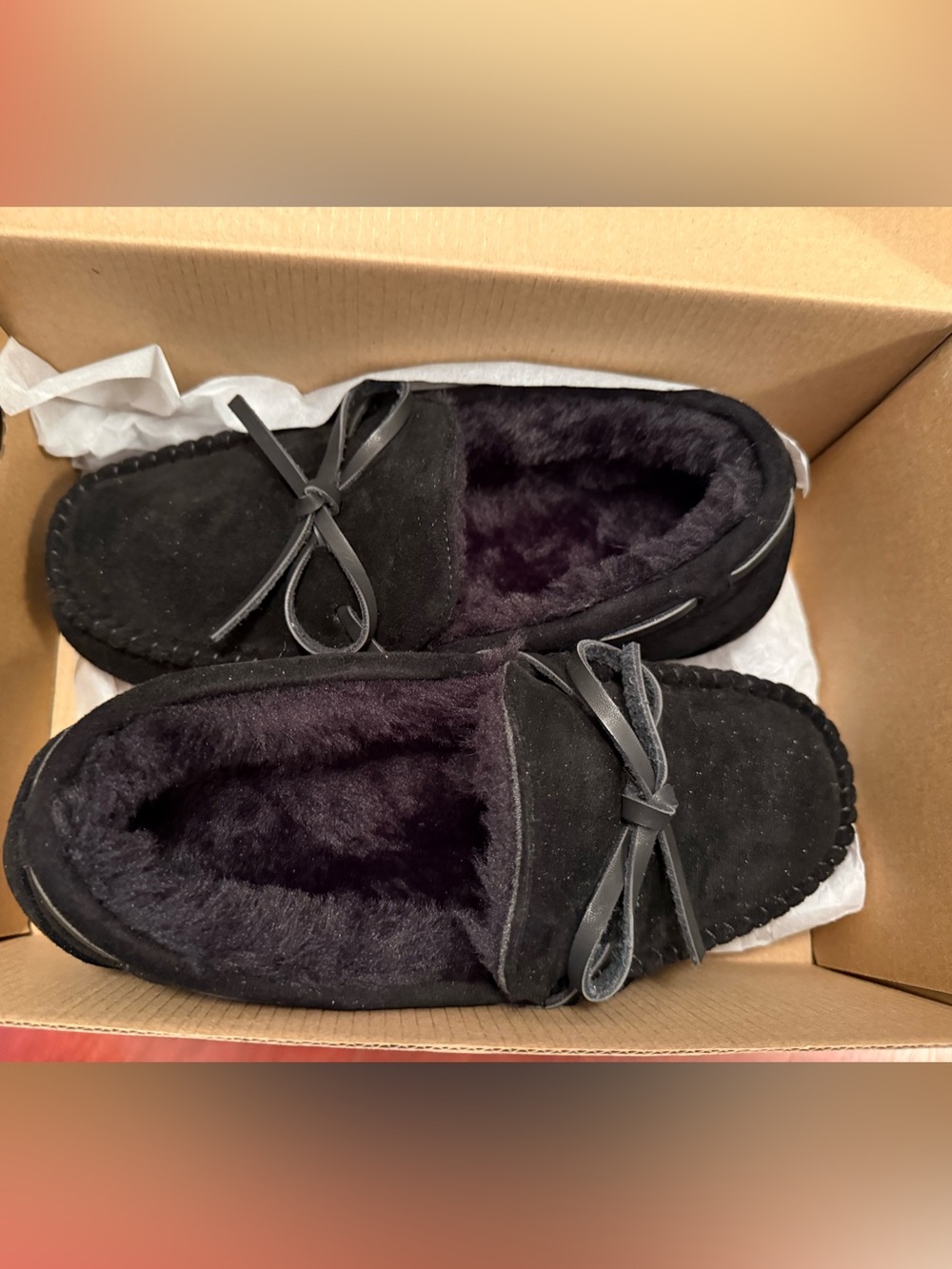 Women’s Black Faux-Suede Fur-Lined Slip-On Moccasin